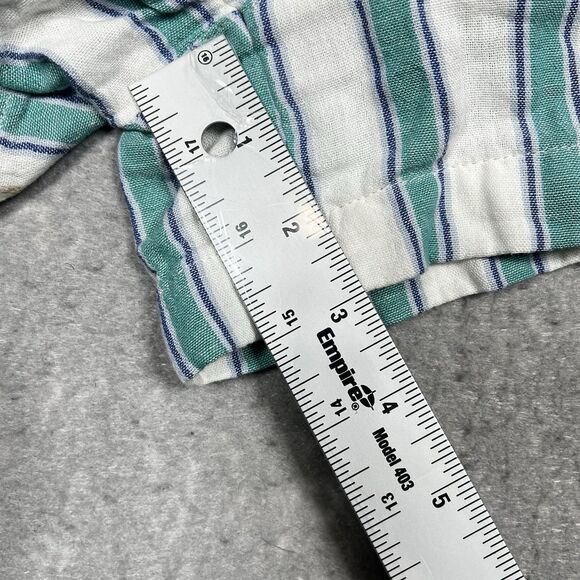 Old Navy Womens PM  Romper Blue Stripe Gauze Cinch Pockets 100% Cotton Button - Picture 10 of 14